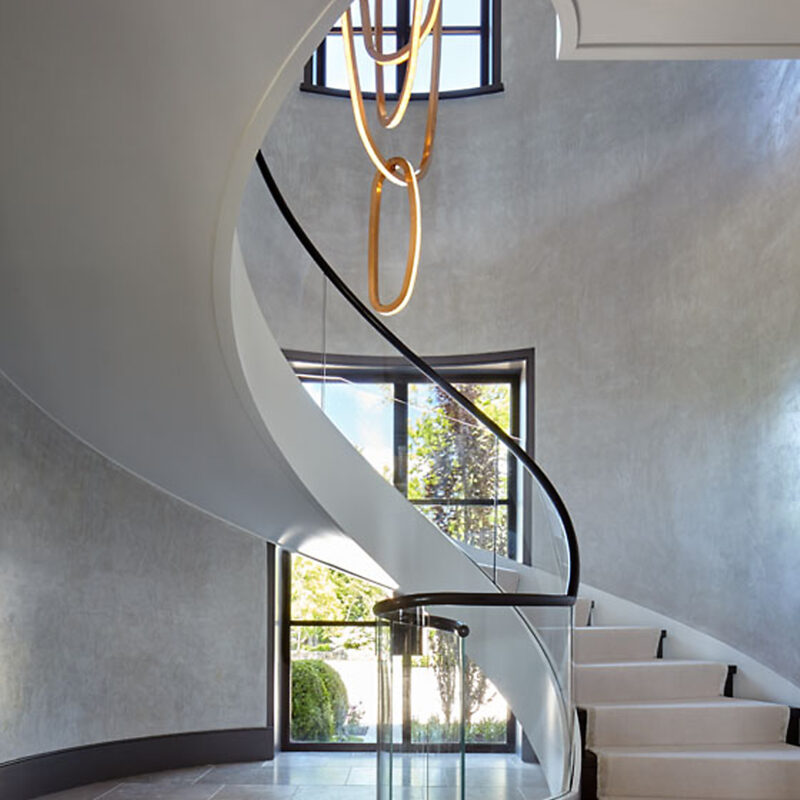 Modern Curved Staircase with Glass Balustrade | New York