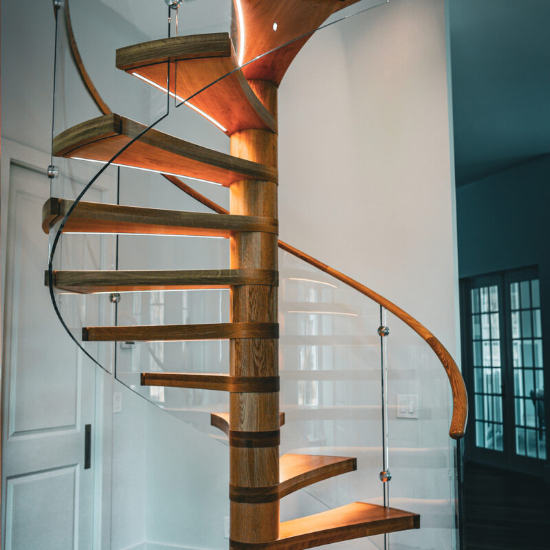 Modern Spiral Staircase with Glass