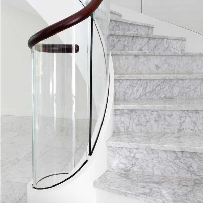 Modern Curved Spiral Staircase With Glass Railings