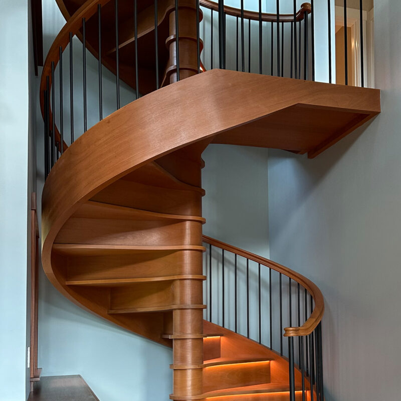 Two-Level Wood Spiral Staircase in New York