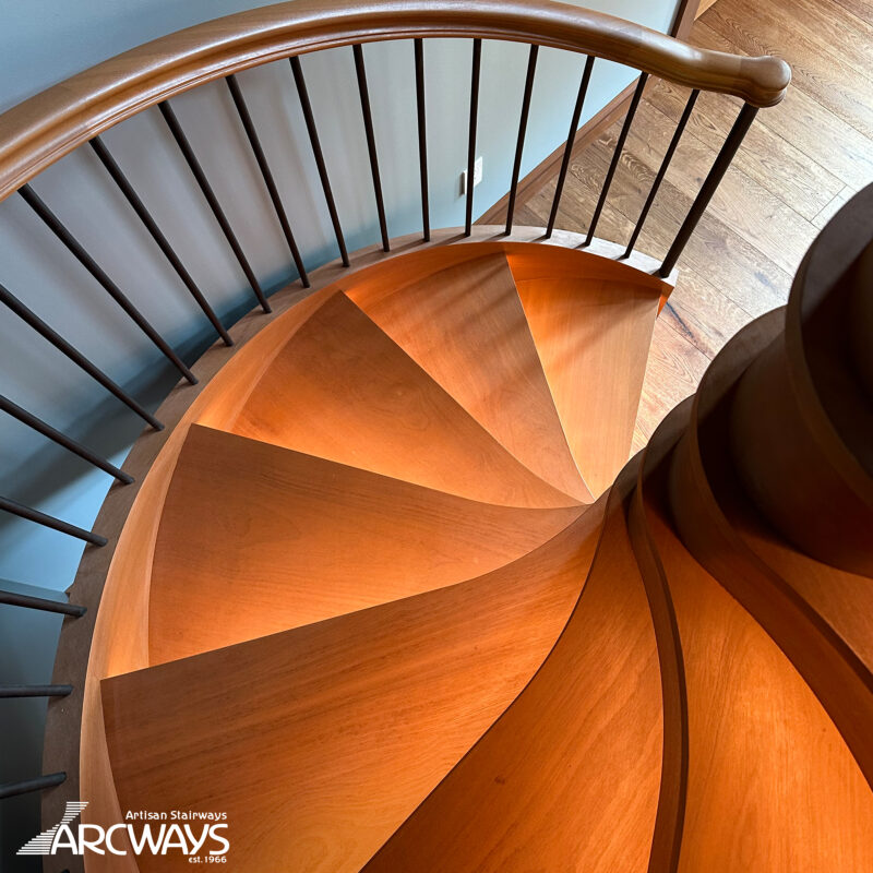 Two-Level Spiral Staircase in Wood