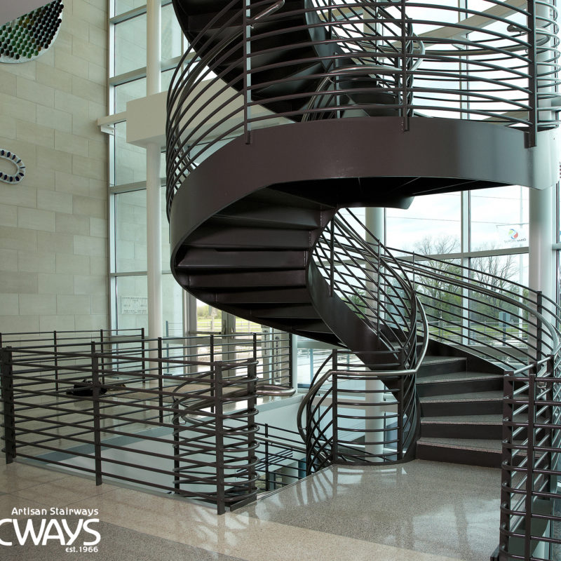 Arcways Commercial Freestanding Circular Spiral Stairs in Metal and Stone