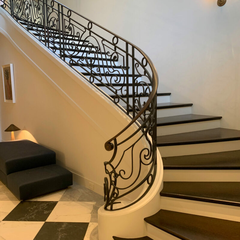 Custom Curved Classic Staircase with Iron Balusters | San Francisco, California
