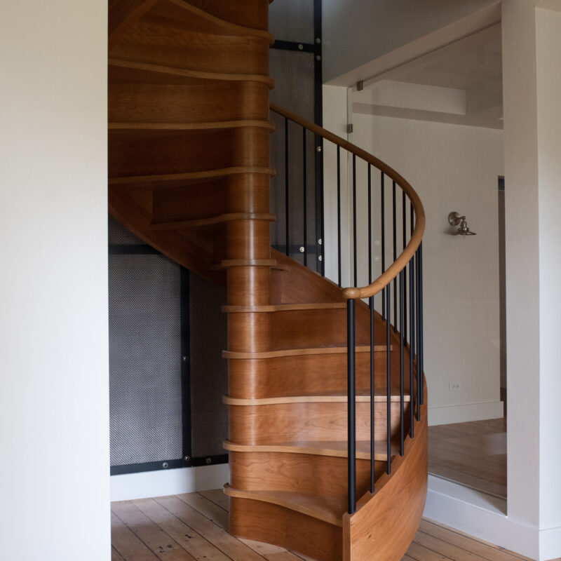 Compact Wood Spiral with Metal Railings | Austin, Texas