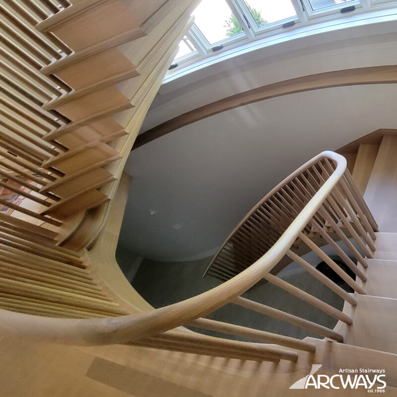 Custom Curved Zig-Zag Stair with Proprietary Structural Engineering | Mamaroneck, New York