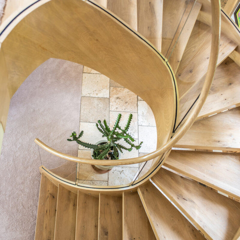 Helical Spiral Staircase with Glass