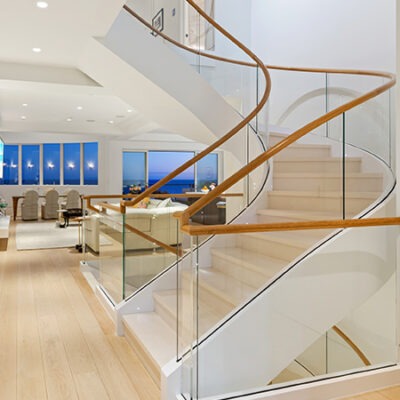 Contemporary Wood and Glass Stairs